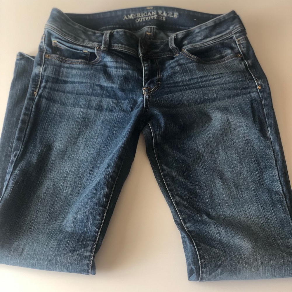 American Eagle Kick Boot Super Stretch Blue Jeans Size 10